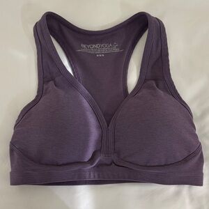 Beyond Yoga Deep Plum V-Neck Racerback Sports Bra